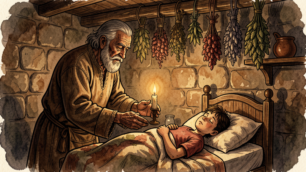 Curandero realizando un ritual de sanación en un pueblo de la Comarca de Calatayud